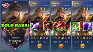 LANCELOT BEST FULL DAMAGE BUILD FOR SOLO RANKED GAME 2024 AUTO WINSTREAKMobile legends [upl. by Ais]