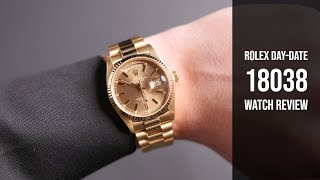 Mens Used Rolex President Gold DayDate 18038 Watch Review  Bobs Watches [upl. by Mazman733]