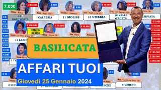 Affari tuoi giovedì 25 gennaio 2024 con la Basilicata I pacchi aperti in ordine [upl. by Ennayelsel]