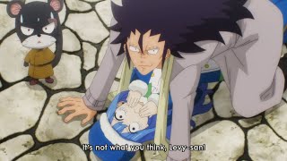 Gajeel falls on Juvia amp Levy witnesses it [upl. by Akienom673]