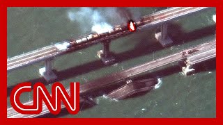 Satellite images show Crimea bridge before and after explosion [upl. by Ignacia]