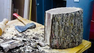 Woodturning a Black Walnut Log into a Bowl [upl. by Noteek]