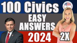 2024 100 Civics Questions and answers in RANDOM Order amp SIMPLEST ANSWERS  REPEAT 2X [upl. by Toffey]