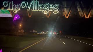 The Villages golf cart bridge at night and riding on Meggison Road [upl. by Athey]