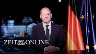 Olaf Scholz Neujahrsansprache in zwei Minuten quotWeil wir uns nicht erpressen lassenquot [upl. by Lebanna]