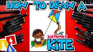 How To Draw A Kid Flying A Kite [upl. by Anatsirhc]