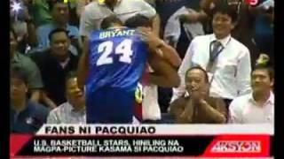 PACQUIAO STEALS THE SHOW GREETS KOBE BRYANT NBA WINS AGAIN VS PBA ALLSTARS [upl. by Eetsim871]