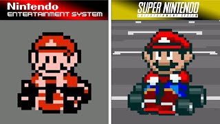 Super Mario Kart 1992 SNES vs NES Original vs Hack [upl. by Tterej811]