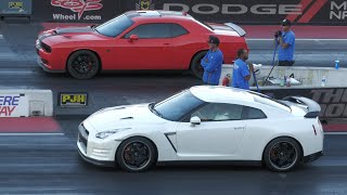 Hellcat vs Nissan GTR drag racing nissangtr hellcat fastcars dragracing [upl. by Ecarg]