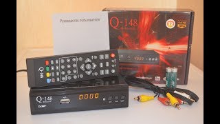 Суперновинка QSat Q148 AC3 Internet DVBT2 Тюнер Т2 распаковка и обзор [upl. by Enogitna]