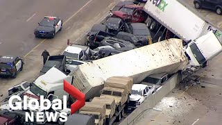 At least 5 dead after massive 70 vehicle pileup on icy Texas highway [upl. by Hadria]