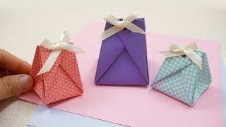 How to make paper gift bag  Simple and Easy Origami gift bag [upl. by Nnaeirelav]