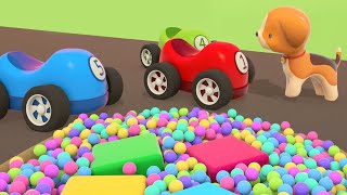 A hole on the road Helper Cars on a mission Big trucks Learn colors with car cartoons for kids [upl. by Reo678]