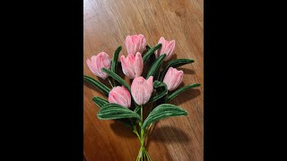 Art floralBouquet de tulipes avec du fil chenille diy [upl. by Yraccaz]