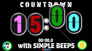 15 minute countdown bounce circle flip clock with simple beeps timer alarm🔔 [upl. by Niwri]