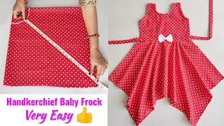 Handkerchief Baby Frock Cutting And Stitching Step by step Very Easy [upl. by Cooley]