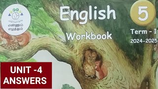 5th Std term1 English workbook Unit4 workbook key answers for 202425 [upl. by Narol79]