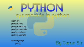 sys module in python [upl. by Kohler]