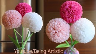 How To Make Round Tissue Paper Flower  DIY Paper Craft [upl. by Aneles146]