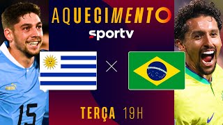 URUGUAI x BRASIL  AQUECIMENTO  COM IMAGENS ELIMINATÓRIAS DA COPA 2026  live  sportv [upl. by Ahsikym497]