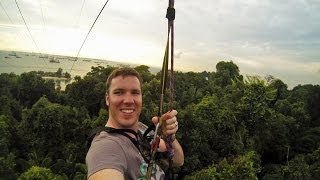 Megazip Zip Line  Flying Fox Sentosa Island Singapore [upl. by Anirtac]