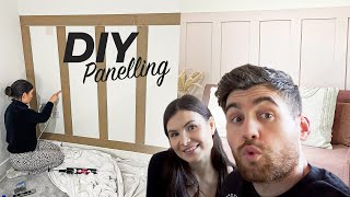 DIY WALL PANELLING IN BEDROOM From start to finish [upl. by Kealey448]