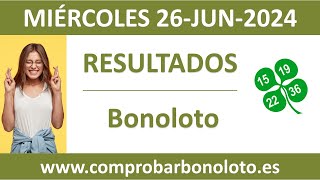 Resultado del sorteo Bonoloto del miercoles 26 de junio de 2024 [upl. by Devonna826]