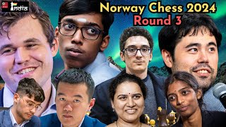 Norway Chess 2024 Round 3  ft Praggnanandhaa vs Carlsen [upl. by Niawat187]