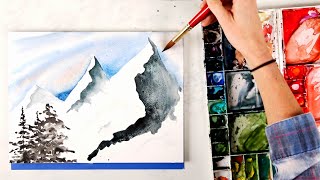 How to Paint Simple Watercolor Mountains [upl. by Leod864]