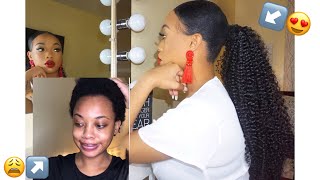 EASY SLEEK LOW PONYTAIL on SHORT 4c HAIR using Freetress Crotchet Braid  12 PONY NO HEAT [upl. by Publius4]