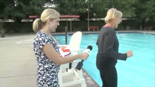 Photographer Shoves Reporter into Swimming Pool quotLivequot [upl. by Kcirtemed]