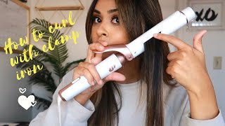 HOW TO CURL YOUR HAIR WITH A CLAMP CURLING IRON Curling 101 [upl. by Htiderem]