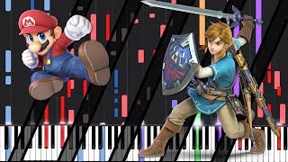 ALL Victory Themes from Super Smash Bros Ultimate Piano Tutorial Synthesia  AqareCover [upl. by Nosduh]