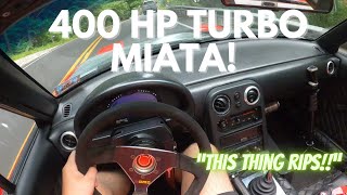 400 HP Built Turbo Miata Hits The Streets POV Drive [upl. by Eralc]