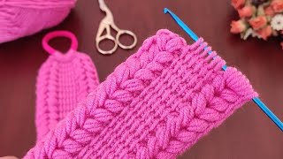 Super easy Beautiful Tunisian knitting crochet headband pattern free Tutorial step by step [upl. by Vivica]