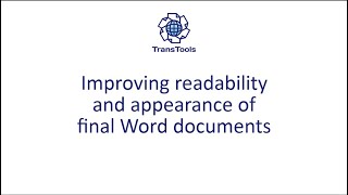 Improving readability and appearance of final Word documents [upl. by Sage265]