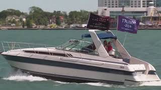 Donald Trump supporters hold MAGA boat parade in Detroit [upl. by Atonsah311]