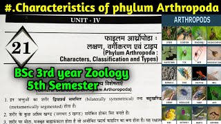 General Characteristics of Phylum Arthropoda in Hindi  BSc 3rd year Zoology 5th Semester [upl. by Sebastiano]