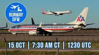 🔴 LIVE DFW Airport plane spotting ✈️ October 15 2023  7 am CT [upl. by Yral]