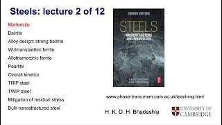 Steels martensitic transformation part 2 Lecture 2 of 12 [upl. by Seidler]