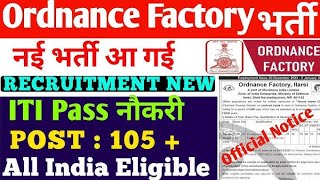 Ordnance Factory Itarsi Chemical Process Worker Recruitment 2024 Offline 105 Posts [upl. by Enitnemelc500]