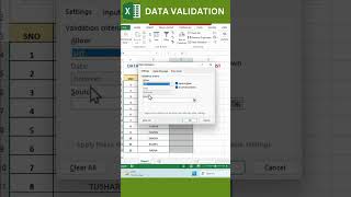 Data Validation in Excel using validation criteria List [upl. by Kyriako]