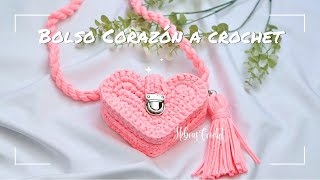 Bolso Corazon Tejido a Crochet💝Heart Bag  Tutorial paso a paso Hebras Crochet [upl. by Notelrac]