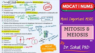 Important MCQS On Meiosis and Mitosis  MDCAT  NUMS  NEET [upl. by Doughman472]