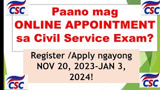 Paano mag online appointment sa CSC EXAM 2024 [upl. by Enined]