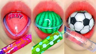 asmr GUMMY SYRINGE JUICE eating sounds [upl. by Ardnatal]