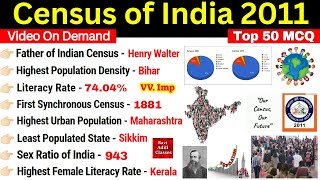 Census of India 2011  जनगणना 2011  Most Important Questions  Census 2011 MCQs  Census Gk Trick [upl. by Eymaj]