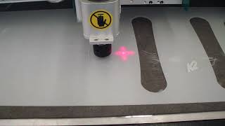 Snowboard skiboard topsheet base sheet CNC cutter Laser cross mark calibration [upl. by Nit]