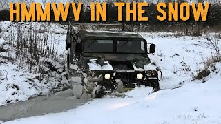 HMMWV in the Snow  V8 Diesel Sound [upl. by Kitchen154]