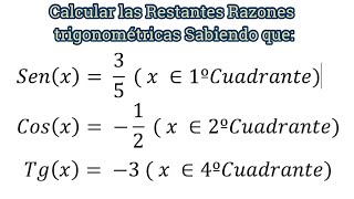 Cálculo de Razones Trigonométricas Conociendo una de Ellas [upl. by Noraha]